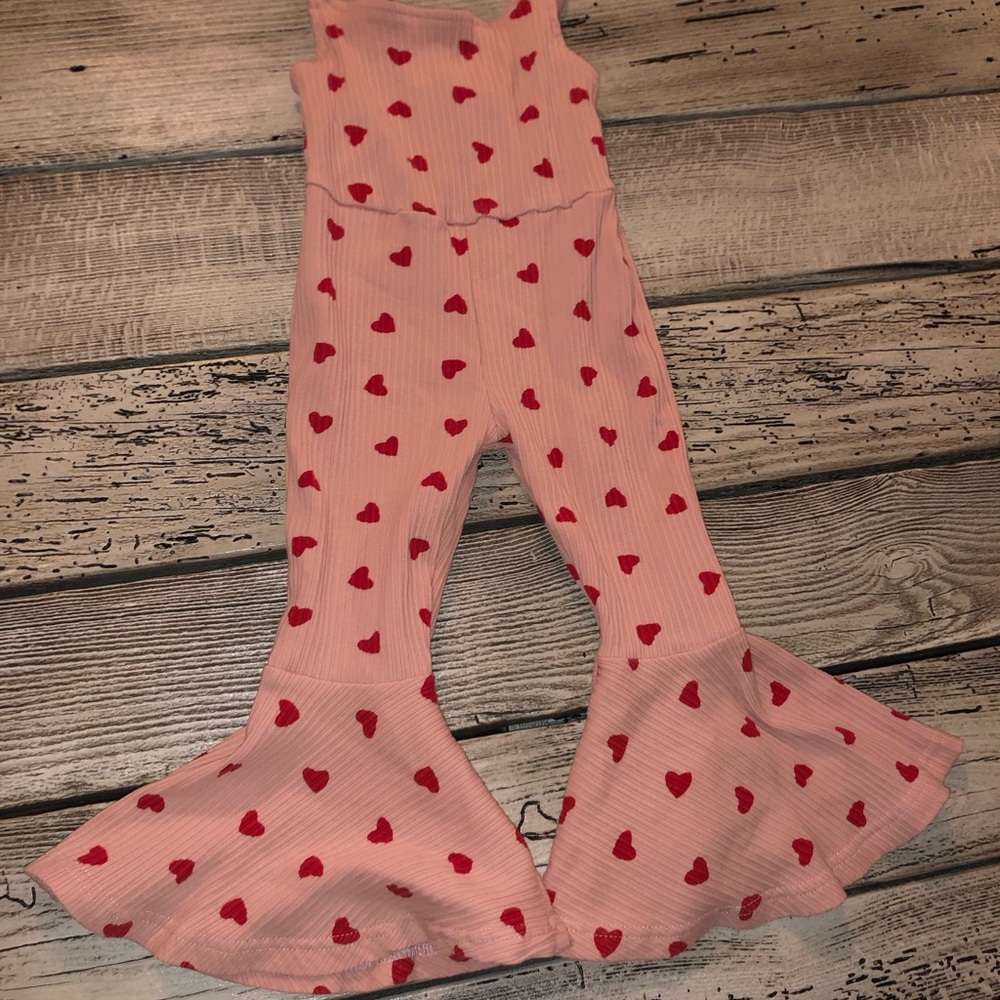 12-18 month heart bell bottom outfit